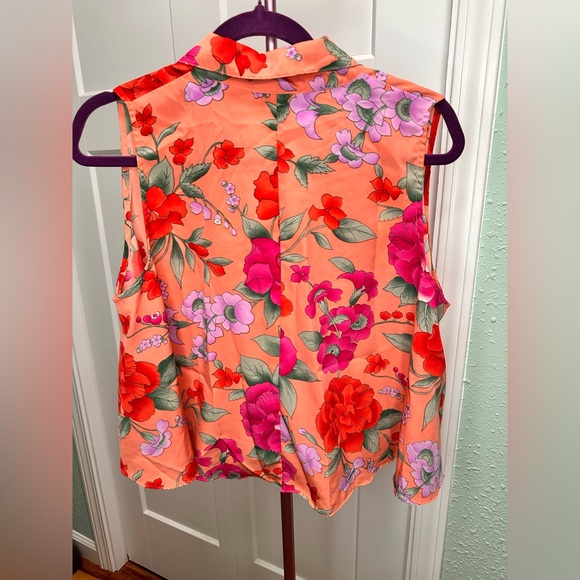 VTG 80s Victoria's Secret Floral Colorful Gold Label Sleeveless Top Womens Med - Picture 4 of 7